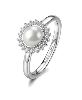 Brosway Strieborný prsteň so zirkónmi a perlou Fancy Infinite White FIW148 52 mm