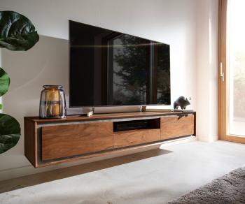TV stolík Stonegrace 175 cm akáciová hnedá kamenina 2 dvierka 1