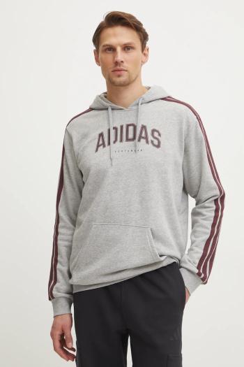 Mikina adidas Collegiate pánska, šedá farba, s kapucňou, s potlačou, JV6505