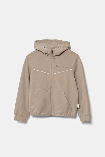 Detská mikina EA7 Emporio Armani béžová farba, s kapucňou, s potlačou, 7G000037 AF12501