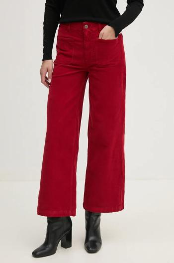 Menčestrové nohavice Pepe Jeans CELIA červená farba, strih culottes, vysoký pás, PL211776