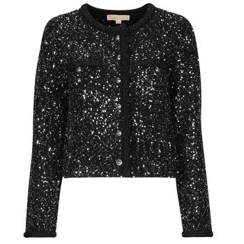 MICHAEL Michael Kors  SEQUIN PKT SNAP JKT  Vesty bez rukávov/Cardigany Čierna