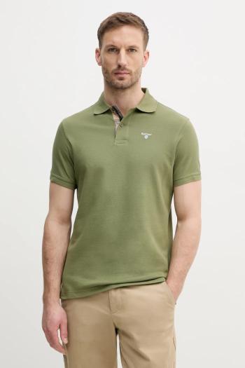 Bavlnené polo tričko Barbour Tartan Pique Polo zelená farba, s nášivkou, MML0012