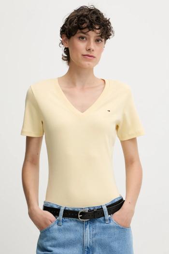 Bavlnené tričko Tommy Hilfiger dámske, žltá farba, WW0WW40584
