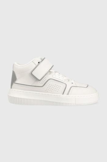 Kožené tenisky Calvin Klein Jeans Chunky Cupsole Laceup Mid biela farba,