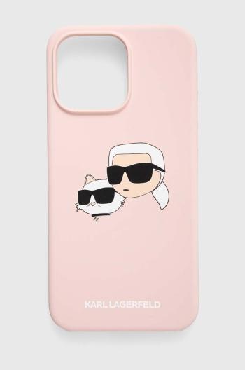 Puzdro na mobil Karl Lagerfeld iPhone 15 Pro Max 6.7 ružová farba, KLHMP15XSKCHPPLP