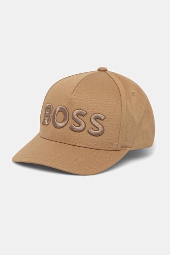 Bavlnená šiltovka BOSS čierna farba, s nášivkou, 50536482