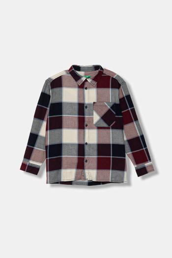 Detská bavlnená košeľa United Colors of Benetton bordová farba, 5LQHCQ04B
