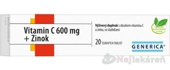 Generica Vitamín C 600 mg + Zinok 20 tabliet