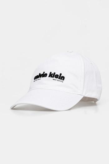 Bavlnená šiltovka Calvin Klein biela farba, s nášivkou, LV04G5061G
