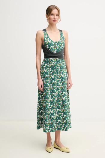 Bavlnené šaty Weekend Max Mara zelená farba, midi, áčkový strih, 2515621016600