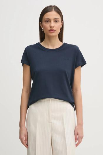 Ľanové tričko Pepe Jeans MEGAN dámske, tmavomodrá farba, PL506049