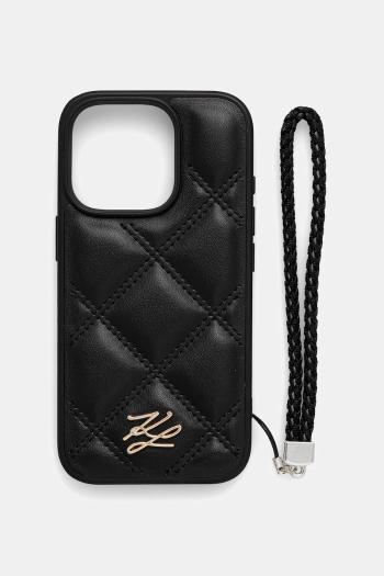 Puzdro na mobil Karl Lagerfeld iPhone 16 Pro čierna farba, KLHCP16LPSQSKLSMSK