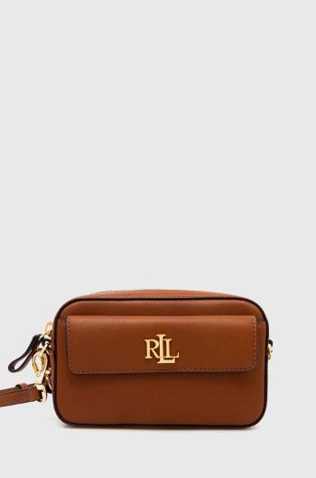 Kožená kabelka Lauren Ralph Lauren hnedá farba,432934353