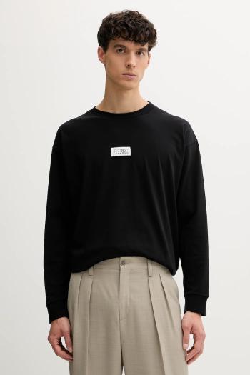 Bavlnené tričko s dlhým rukávom MM6 Maison Margiela čierna farba, s nášivkou, SH0GC0034.S24312