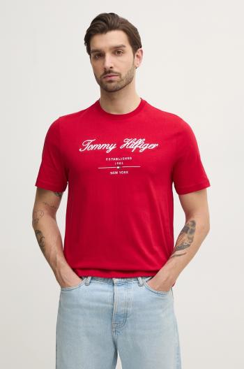Bavlnené tričko Tommy Hilfiger pánske, tmavomodrá farba, s nášivkou, MW0MW33691
