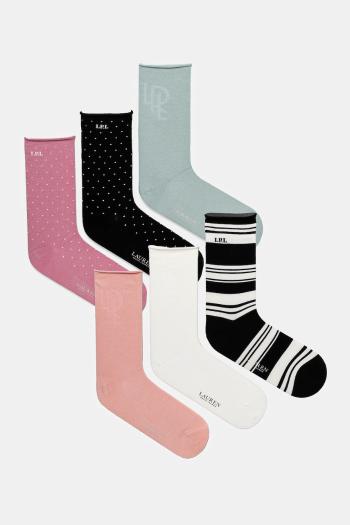 Ponožky Lauren Ralph Lauren 6-pak dámske, ružová farba, 454972823