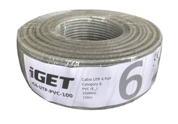 Inštalačný kábel iGET CAT6 UTP PVC Eca 100m/box, kábel drôt, s triedou reakcie na oheň Eca