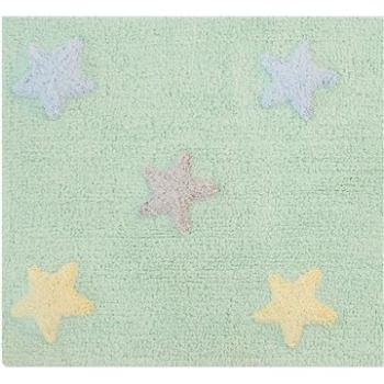 Bio kusový, ručne tkaný Tricolor Stars Soft Mint 120 × 160 cm (264909-75079)