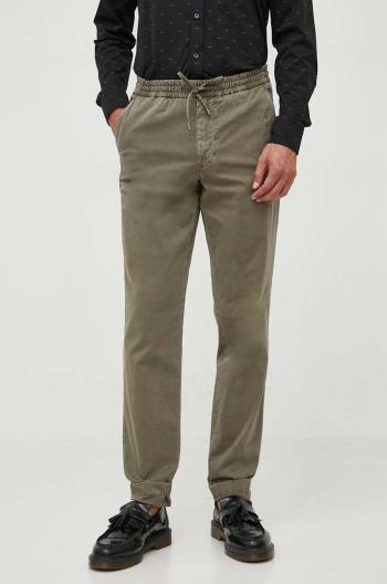 Nohavice Tommy Hilfiger pánske, zelená farba, rovné