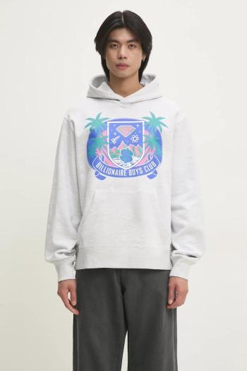 Bavlnená mikina Billionaire Boys Club Tropical Crest Popover Hood pánska, šedá farba, s kapucňou, s potlačou, B24447