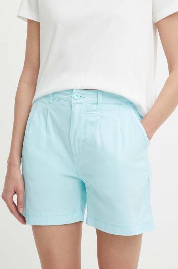 Šortky Pepe Jeans VANIA dámske, tyrkysová farba, jednofarebné, vysoký pás, PL801094