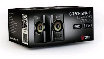 Repro C-TECH SPK-11, 2.0, dřevěné, černo-zlaté, USB