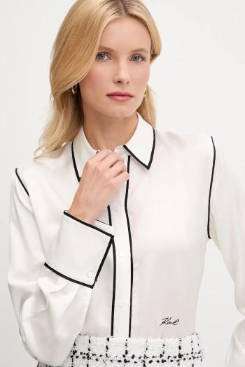 Košeľa Karl Lagerfeld biela farba, regular, s klasickým golierom, A3W11012