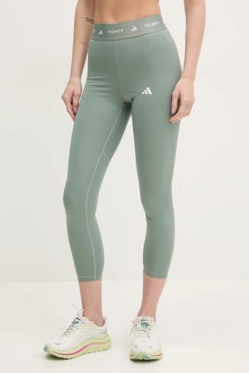 Tréningové legíny adidas Performance Techfit zelená farba, s potlačou, JI5551