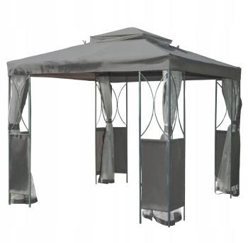 Chomik Záhradný altánok GAZEBO s moskytierou | sivá 250 x 250 cm
