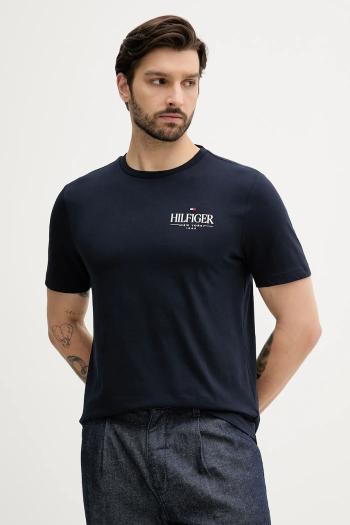 Bavlnené tričko Tommy Hilfiger pánske, tmavomodrá farba, s potlačou, MW0MW39355
