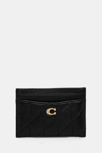 Kožené puzdro na karty Coach Essential Card Case čierna farba