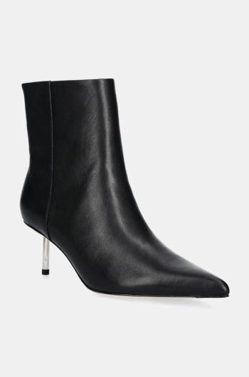 Kožené členkové topánky Stand Studio Madison Studded Boot dámske, čierna farba, na vysokom podpätku, 66335-7770