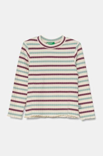 Detské tričko s dlhým rukávom United Colors of Benetton tyrkysová farba, 3GDAG200X