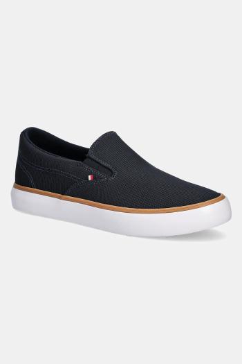 Tenisky Tommy Hilfiger TH HI VULC CORE LOW II SLIPON tmavomodrá farba, FM0FM05514