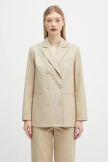 Bavlnené sako A.P.C. veste lucy béžová farba, dvojradové, jednofarebné, COHFU.F03212