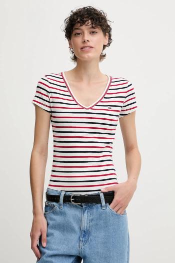 Tričko Tommy Jeans dámske, žltá farba, DW0DW17385