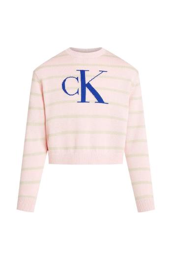 Detský sveter Calvin Klein Jeans ružová farba, IG0IG02947