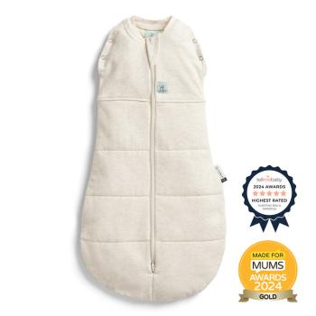 ERGOPOUCH Zavinovačka a vak na spaní 2v1 Cocoon Oatmeal Marle 6-12 m, 8-10 kg, 2,5 tog