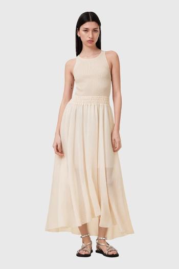 Šaty AllSaints ZENIA béžová farba, midi, áčkový strih, W188DC