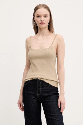 Top Tommy Jeans béžová farba, DW0DW19505