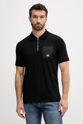 Polo tričko Karl Lagerfeld pánske, čierna farba, jednofarebné, 553235.745025