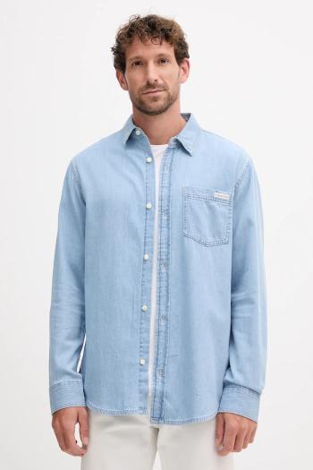 Bavlnená košeľa Calvin Klein Jeans modrá farba, regular, s klasickým golierom, LV040BM796