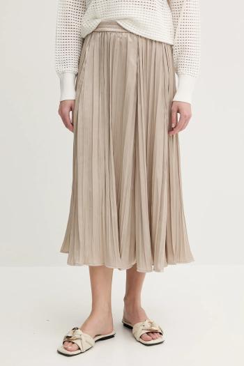 Sukňa MICHAEL Michael Kors béžová farba, midi, áčkový strih, MS570GDHCP