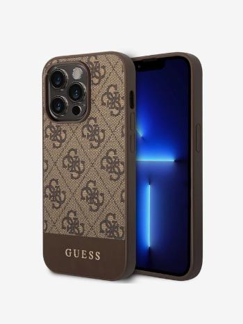 Guess PU 4G Stripe Zadní Kryt pro iPhone 14 Pro Brown Telefontok Lila