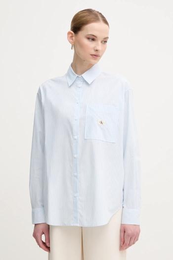 Bavlnená košeľa Calvin Klein Jeans dámska, voľný strih, s klasickým golierom, J20J224436