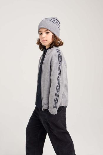 Detský vlnený kardigan Emporio Armani šedá farba, tenký, 6D4M58 4MJAZ