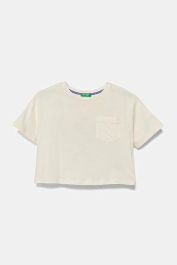Detské bavlnené tričko United Colors of Benetton béžová farba, 3I1XC10N8