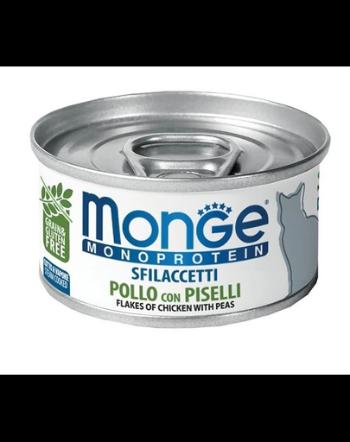 MONGE Cat Monoprotein hrană umedă pentru pisici, cu pui și mazăre 80g