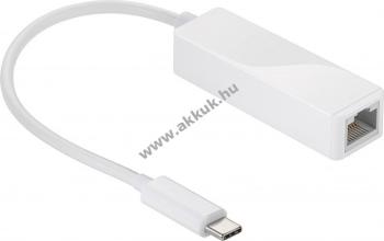 USB-adapter USB-C -> RJ45 Ethernet fehér